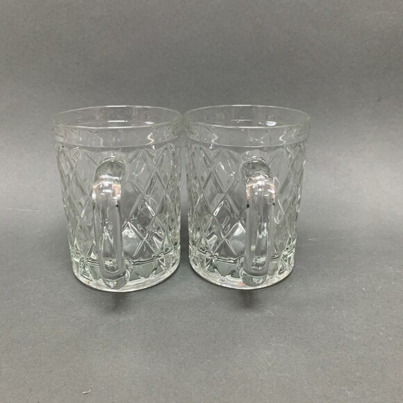 Paul Sebastian Inc. Diamond Glass Coffee Cups Mugs 4 3/8 High Lot of 2 - Picture 4 of 7